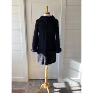 Free People Keep It Fuzzy Black Snap Button Cardigan Sweater Size M
